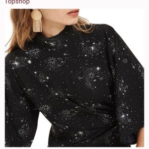 Topshop Black and White Star Print Blouse